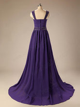 Purple Grecian Maxi Formal Prom Evening Dress with Straps EN141